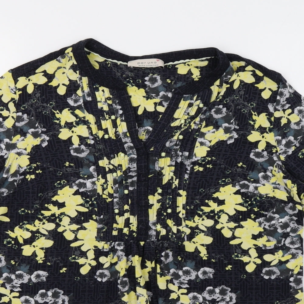 Per Una Womens Blue Floral  Tunic Blouse Size 14