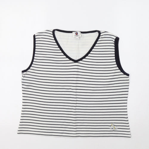 Club St Honore Womens White Striped  Basic Tank Size L