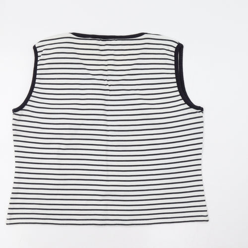Club St Honore Womens White Striped  Basic Tank Size L