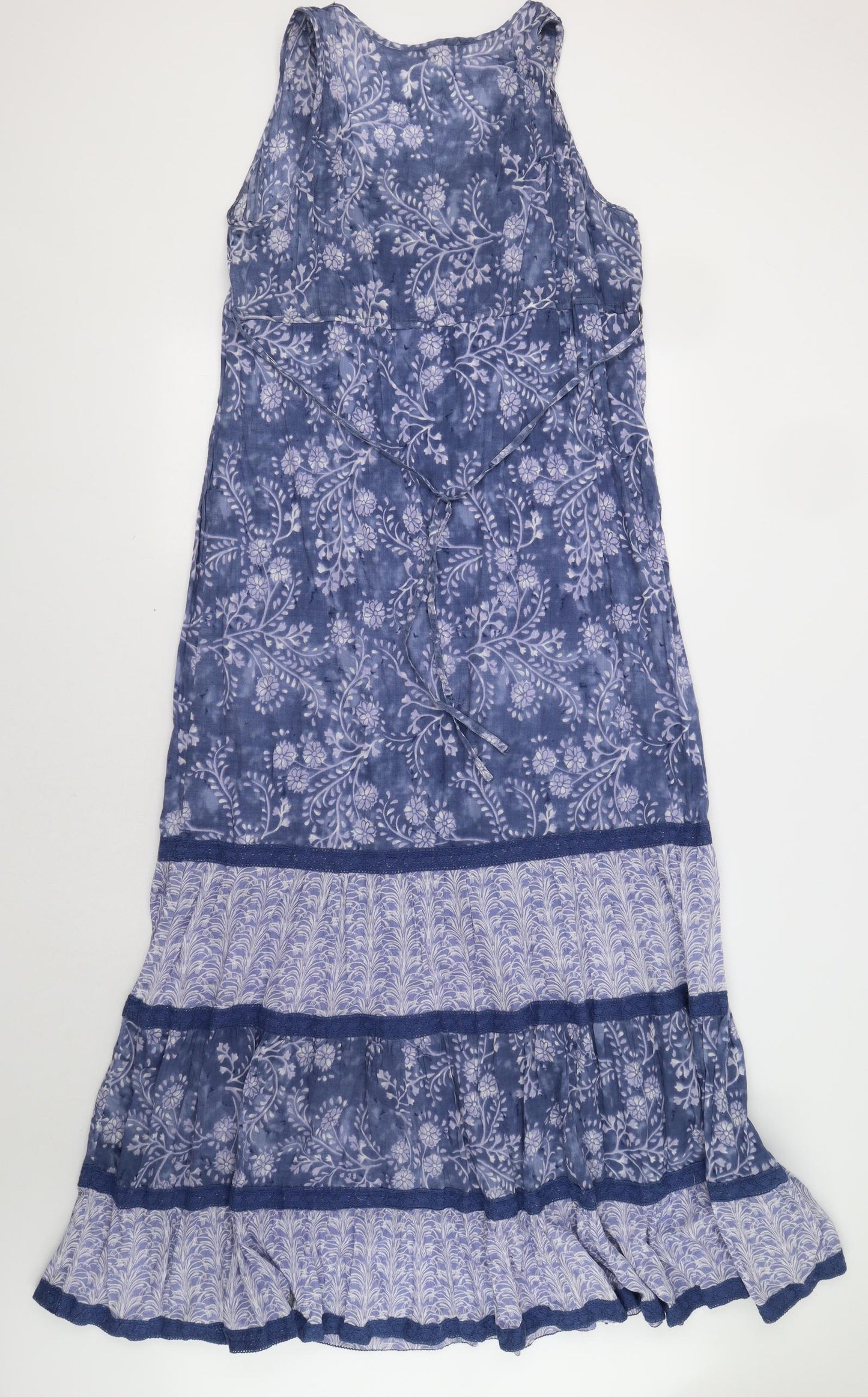 M&Co Womens Blue Floral  Maxi  Size 18  - Embellished Collar
