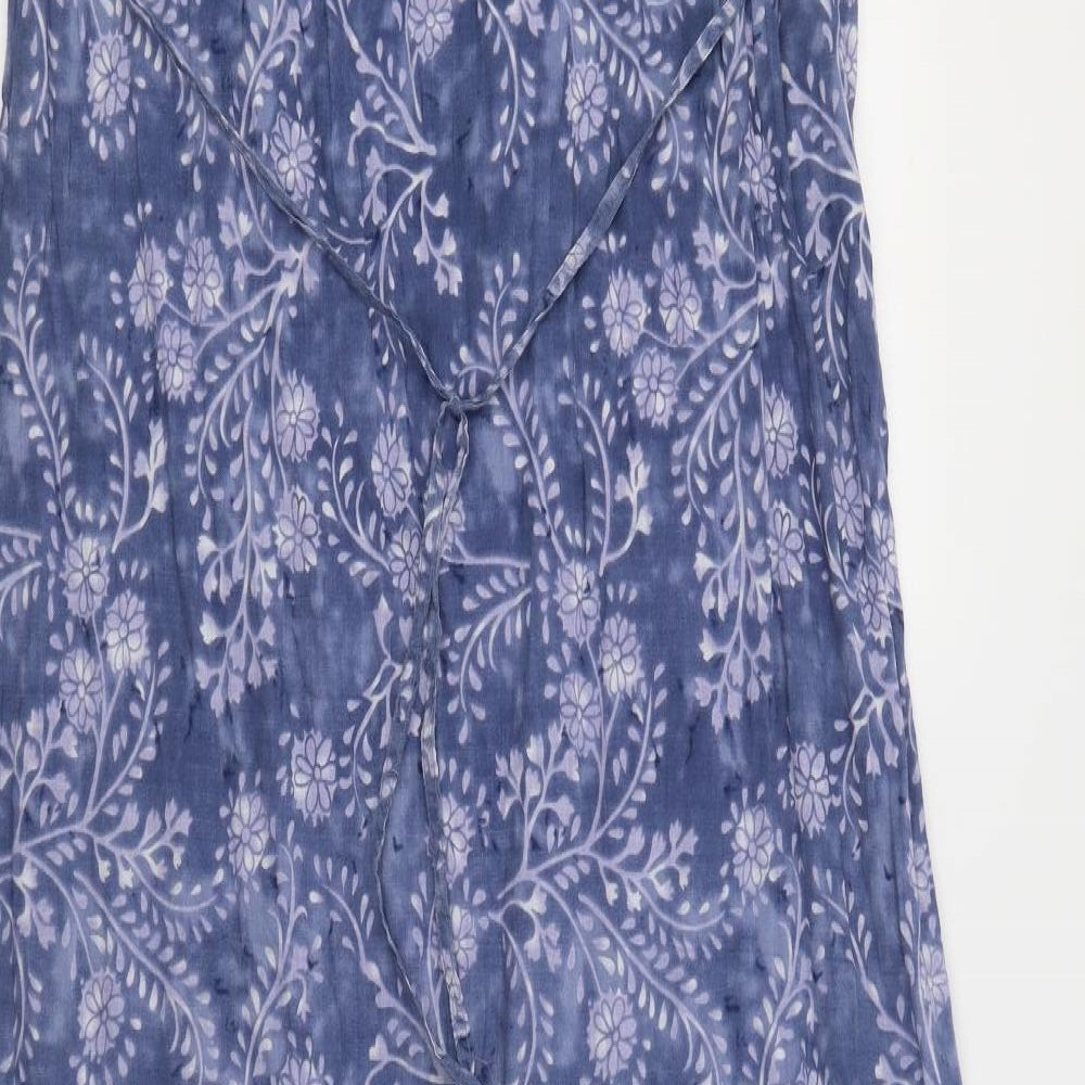 M&Co Womens Blue Floral  Maxi  Size 18  - Embellished Collar