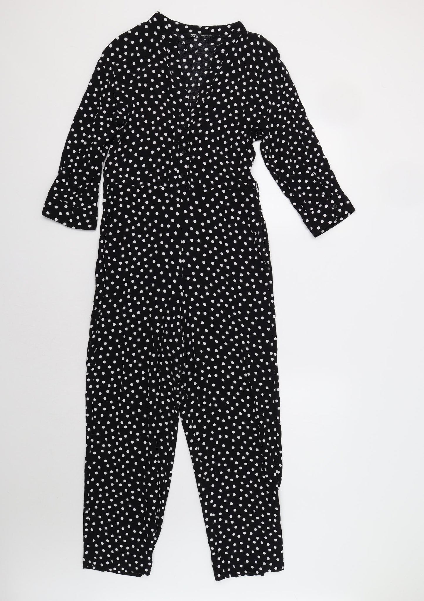 Zara Womens Black Polka Dot  Jumpsuit One-Piece Size S L23 in