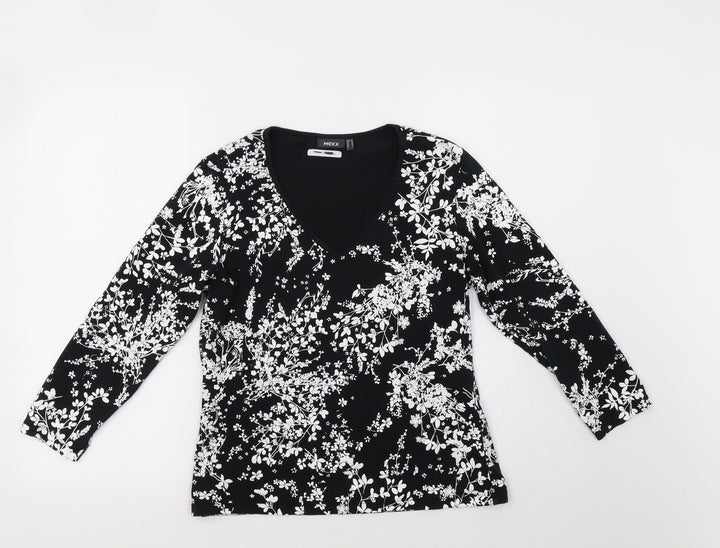 Mexx Womens Black Floral Basic Blouse Size M