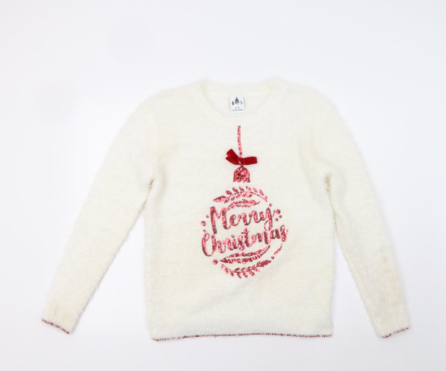 George Womens White   Pullover Jumper Size 8  - Christmas Jumper