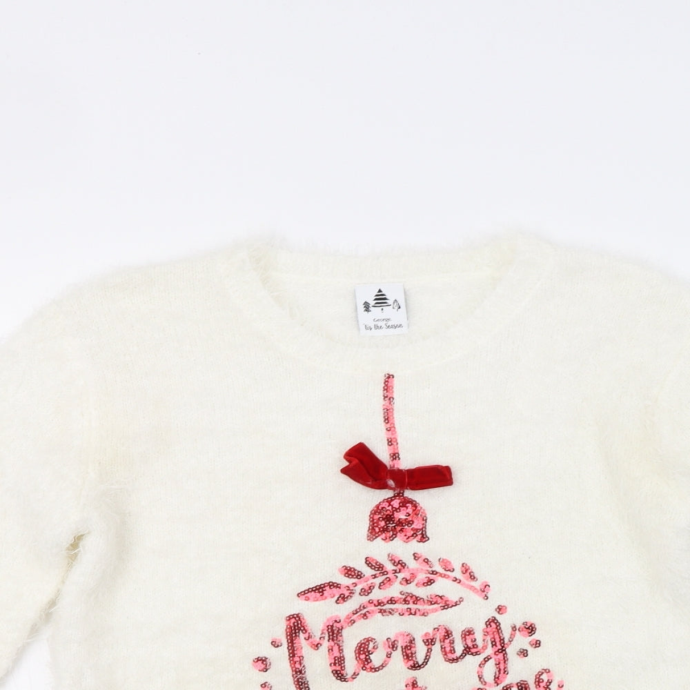 George Womens White   Pullover Jumper Size 8  - Christmas Jumper