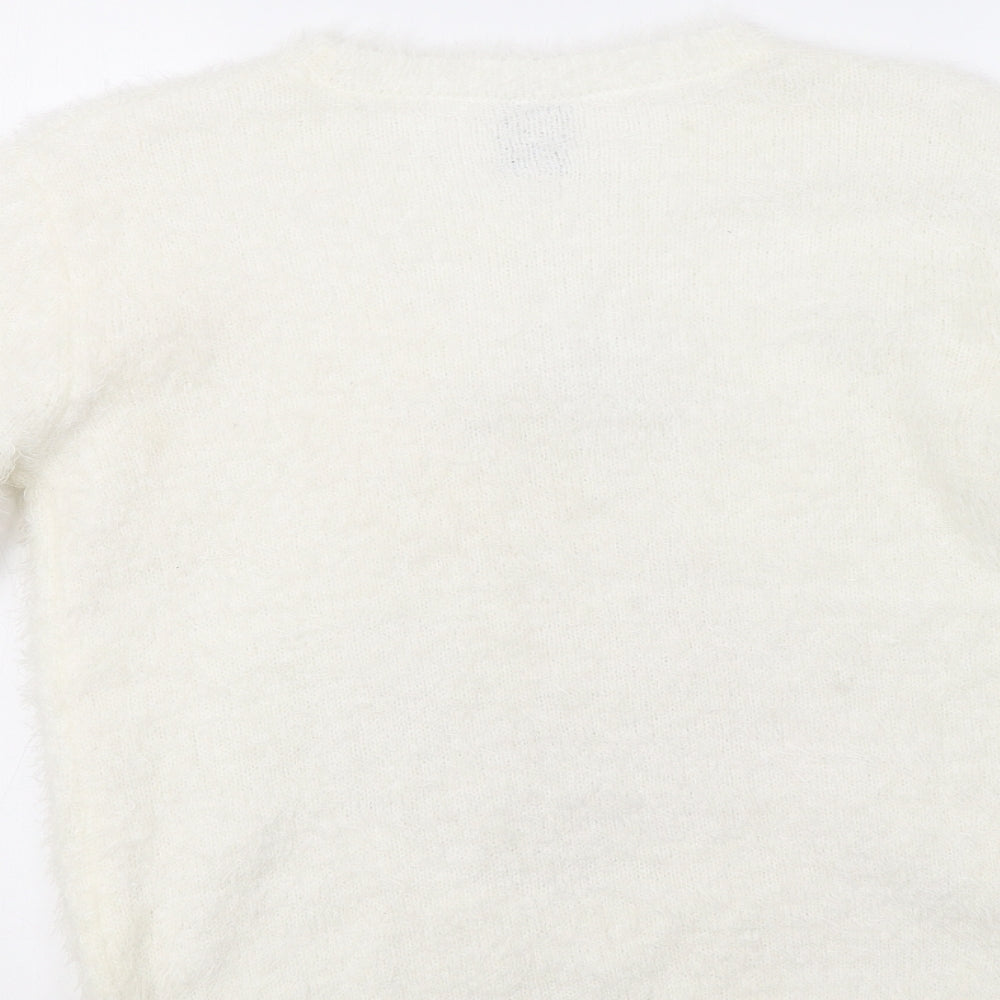 George Womens White   Pullover Jumper Size 8  - Christmas Jumper