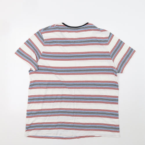 M&S Mens White Striped   T-Shirt Size 2XL