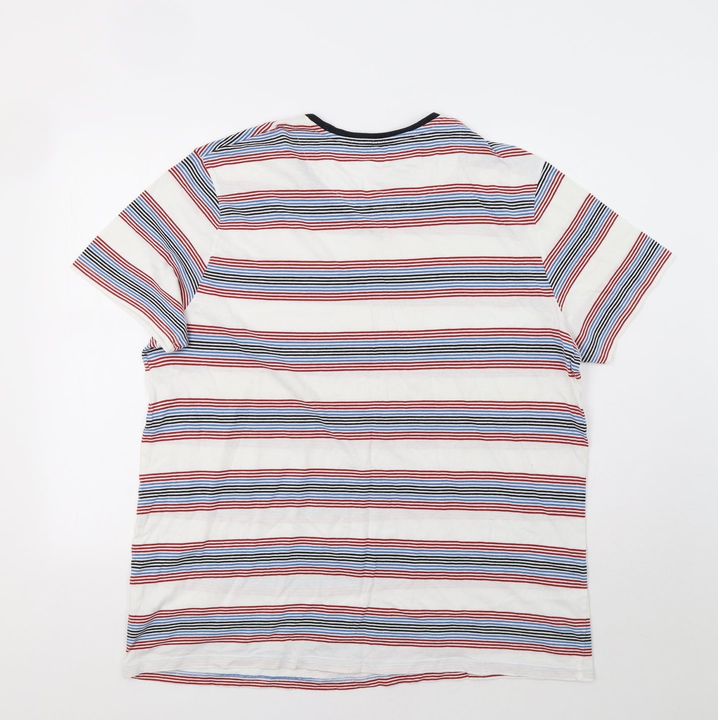 M&S Mens White Striped   T-Shirt Size 2XL