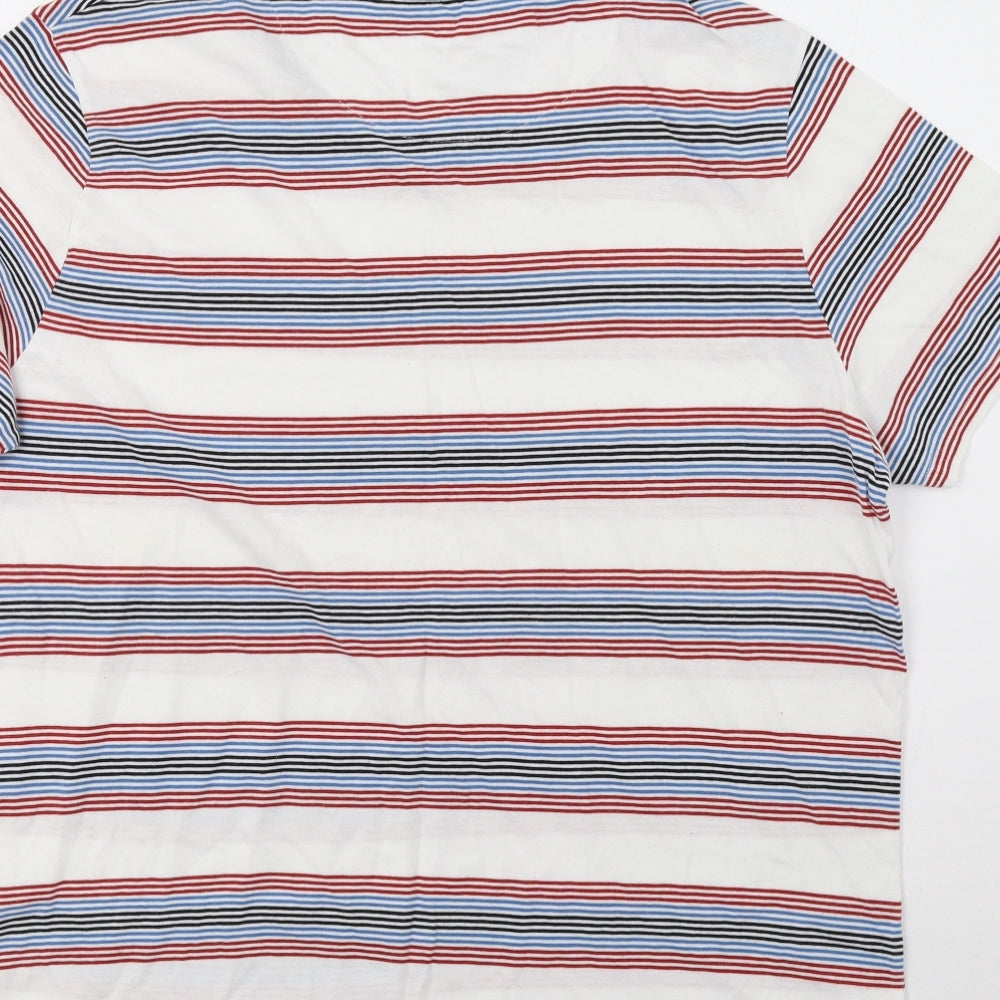 M&S Mens White Striped   T-Shirt Size 2XL