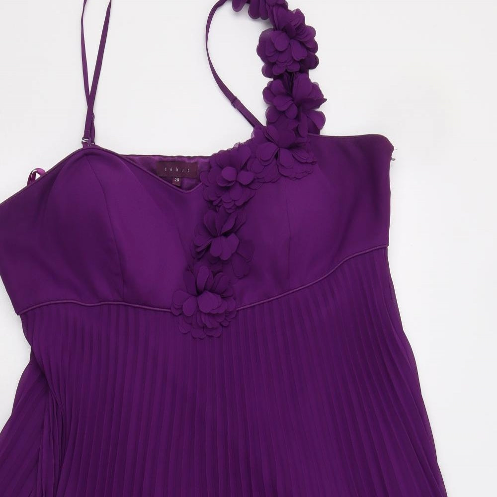 Debut Womens Purple   A-Line  Size 20  - Flower Detail