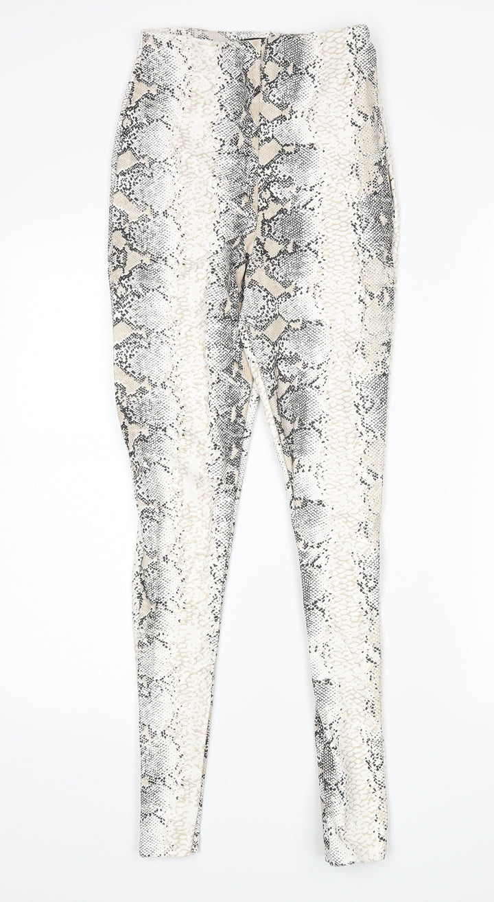 PRETTYLITTLETHING Womens Multicoloured Animal Print Capri Leggings Size 6 L27 in