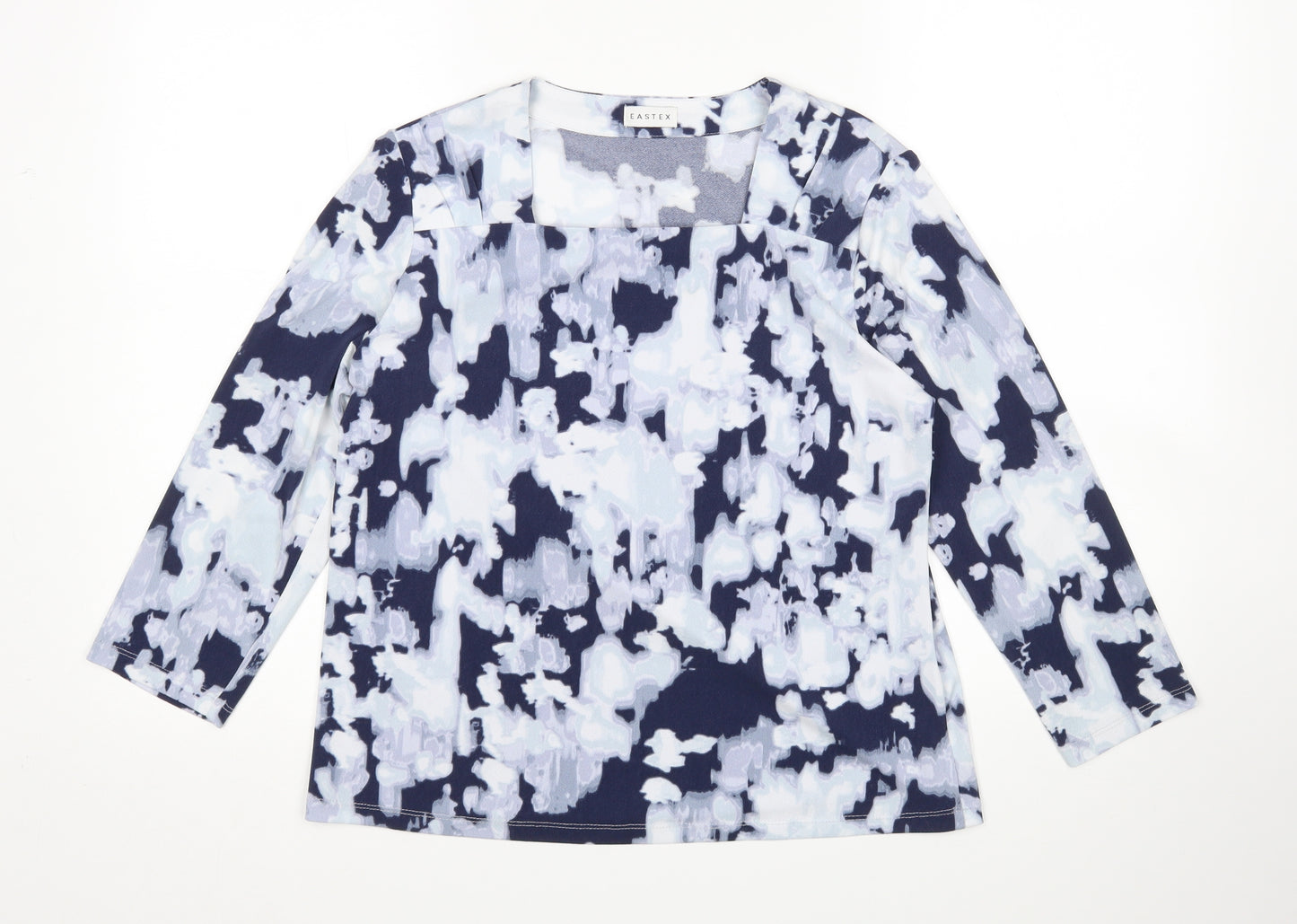 Eastex Womens Blue Geometric  Basic Blouse Size 12
