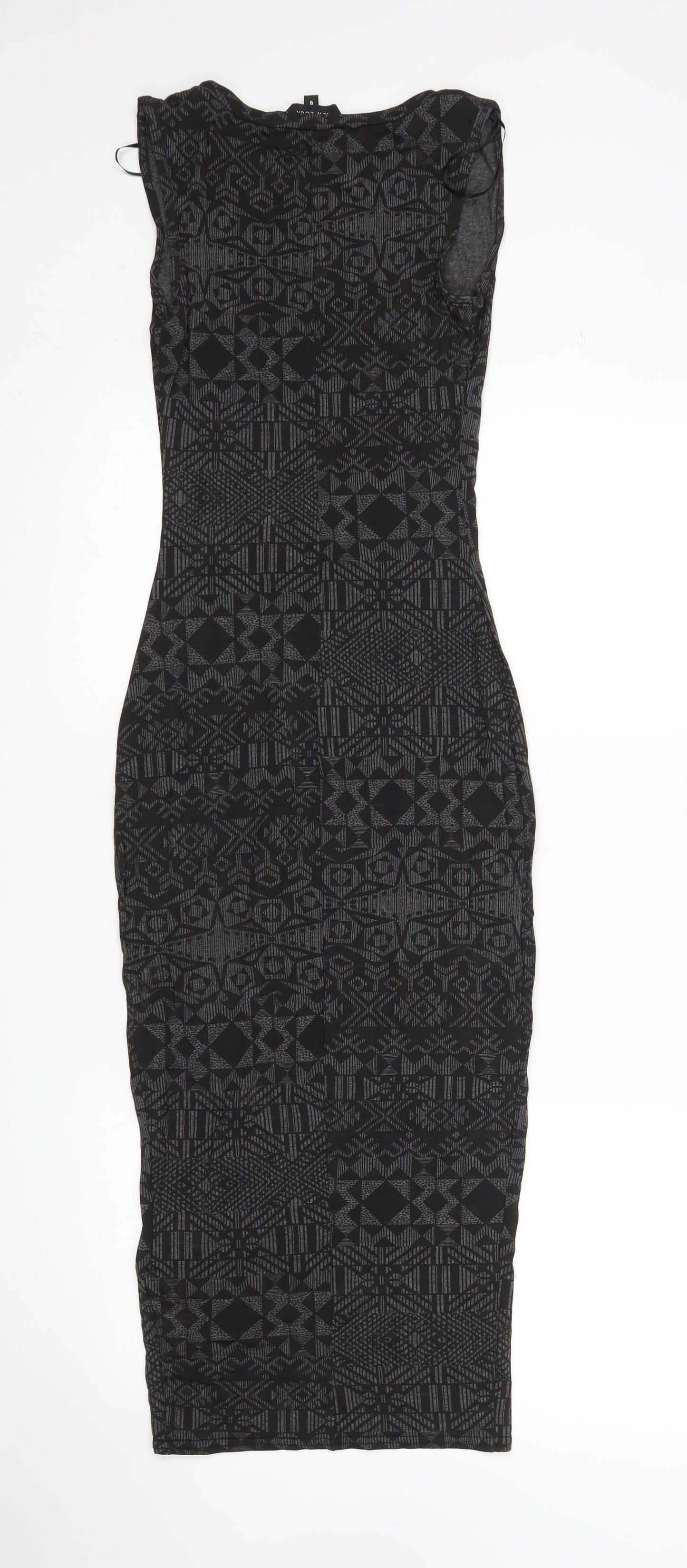 New Look Womens Grey Argyle/Diamond  Pencil Dress  Size 6