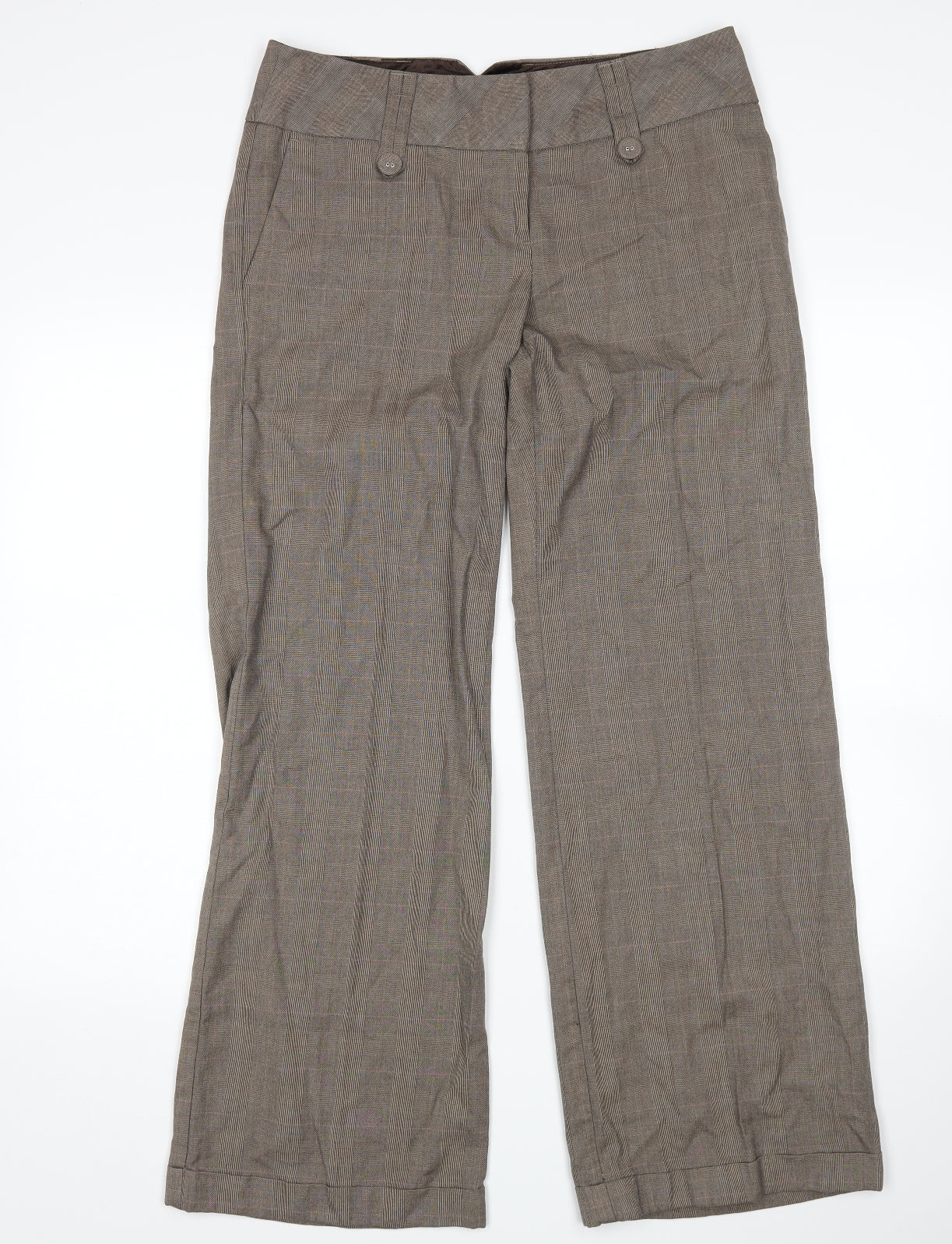 NEXT Womens Brown Check  Trousers  Size 12 L31 in