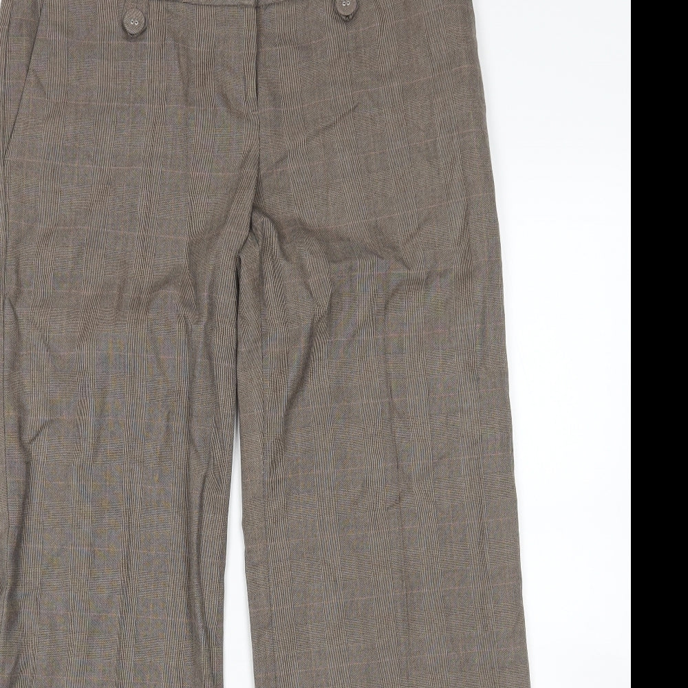 NEXT Womens Brown Check  Trousers  Size 12 L31 in