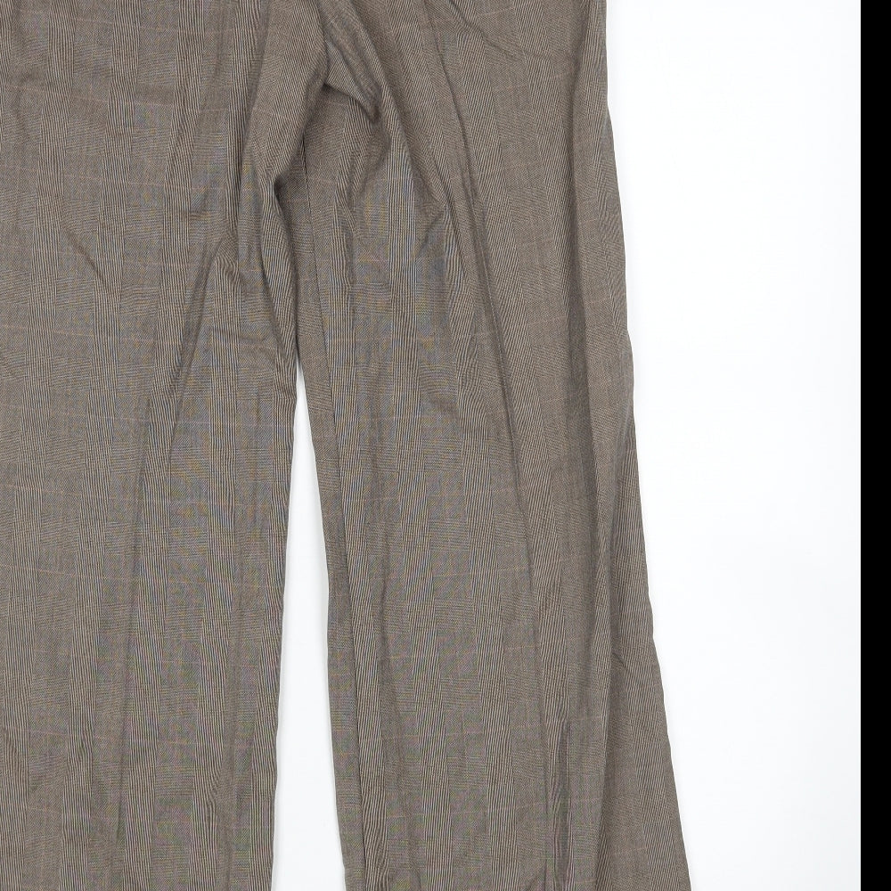 NEXT Womens Brown Check  Trousers  Size 12 L31 in
