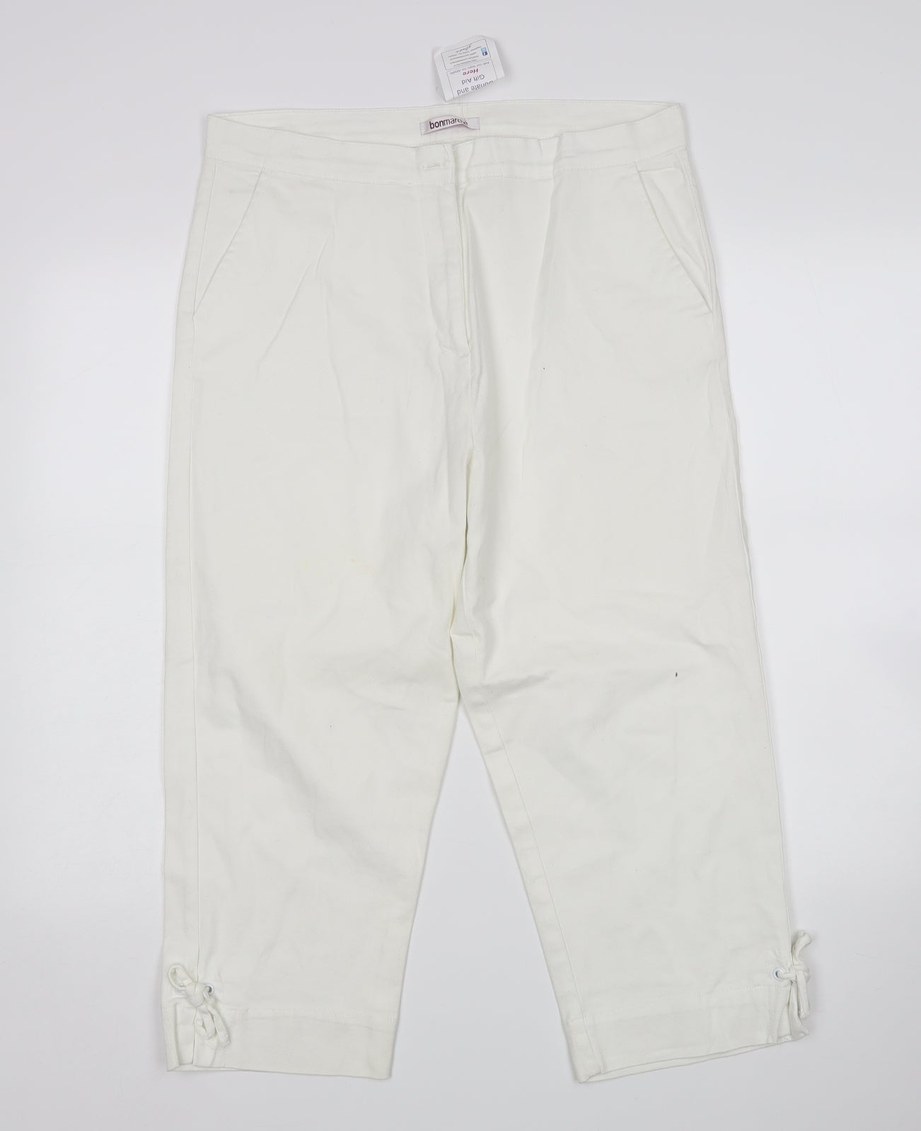 Bonmarche Womens White   Cropped Trousers Size 16 L22 in
