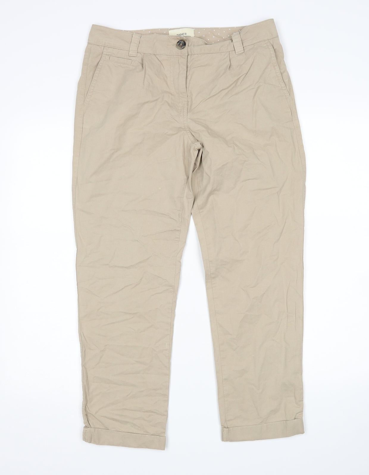Papaya Womens Beige   Chino Trousers Size 10 L26 in