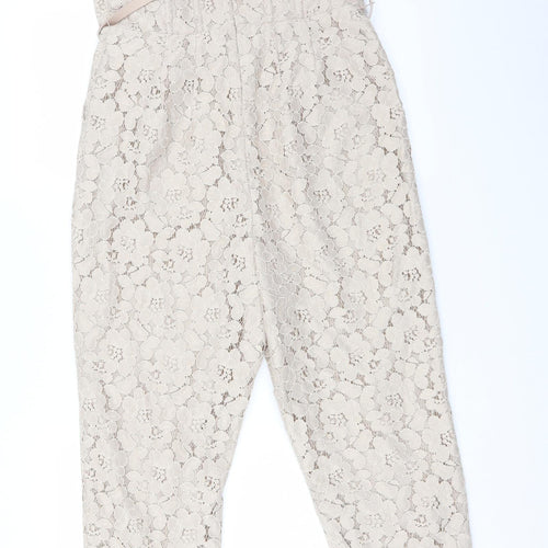 NEXT Womens Beige Floral  Jumpsuit One-Piece Size 12