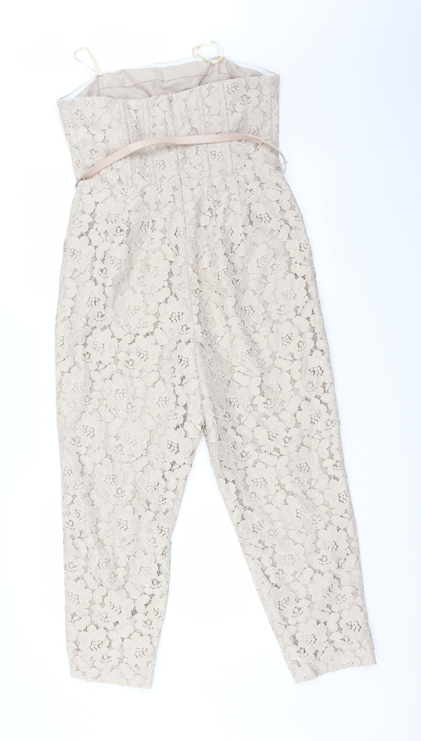 NEXT Womens Beige Floral  Jumpsuit One-Piece Size 12