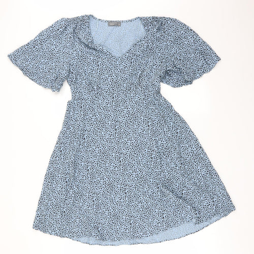 Papaya Womens Blue Polka Dot  Fit & Flare  Size 8