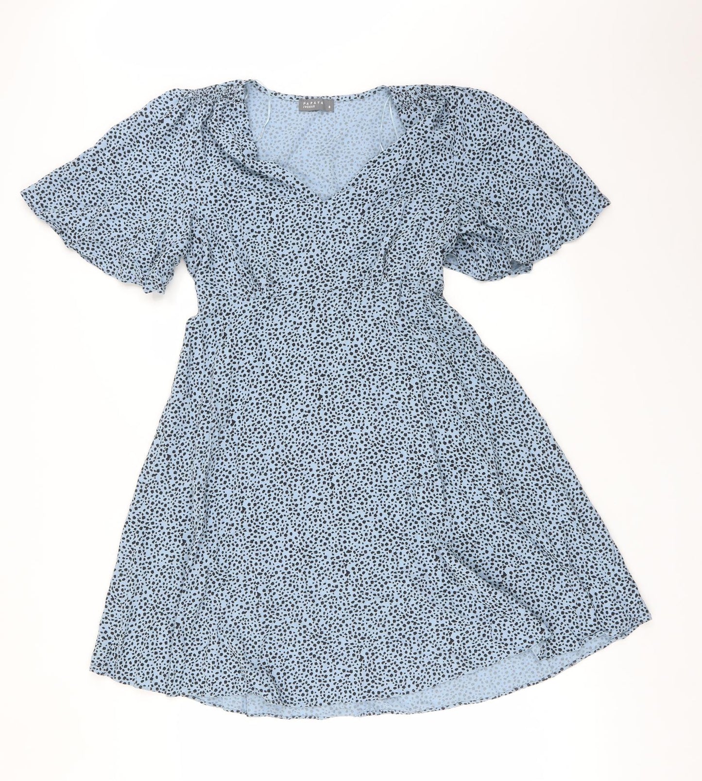 Papaya Womens Blue Polka Dot  Fit & Flare  Size 8