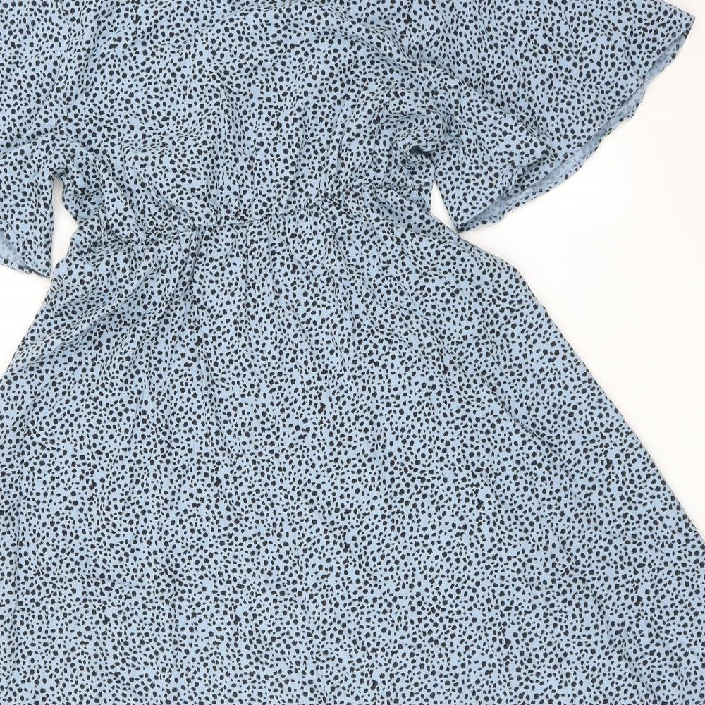 Papaya Womens Blue Polka Dot  Fit & Flare  Size 8