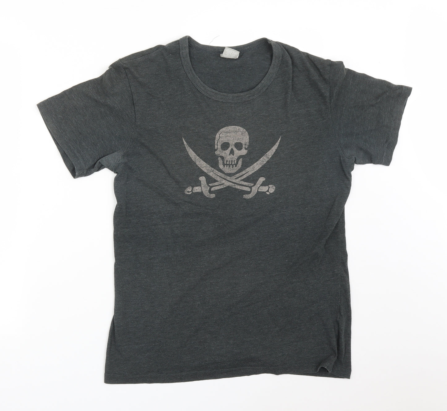 Utility Mens Grey    T-Shirt Size M  - SKULL AND CROSSBONES