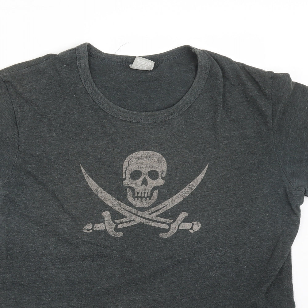 Utility Mens Grey    T-Shirt Size M  - SKULL AND CROSSBONES