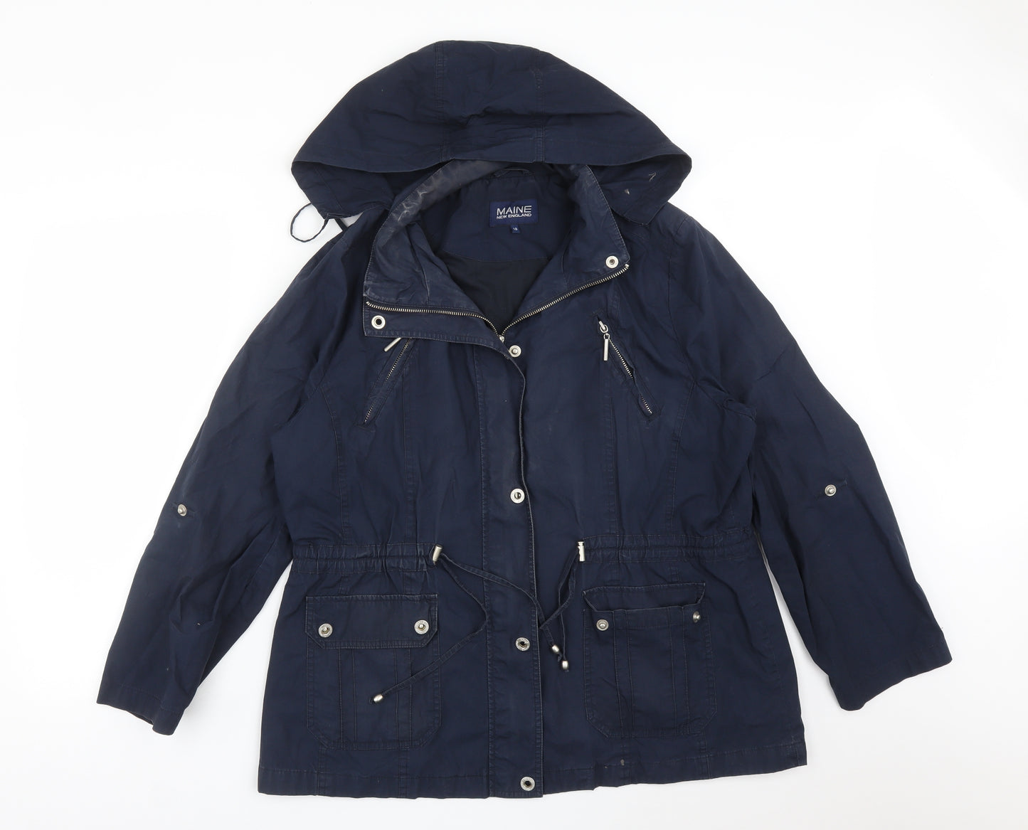 Maine Womens Blue   Overcoat Coat Size 18