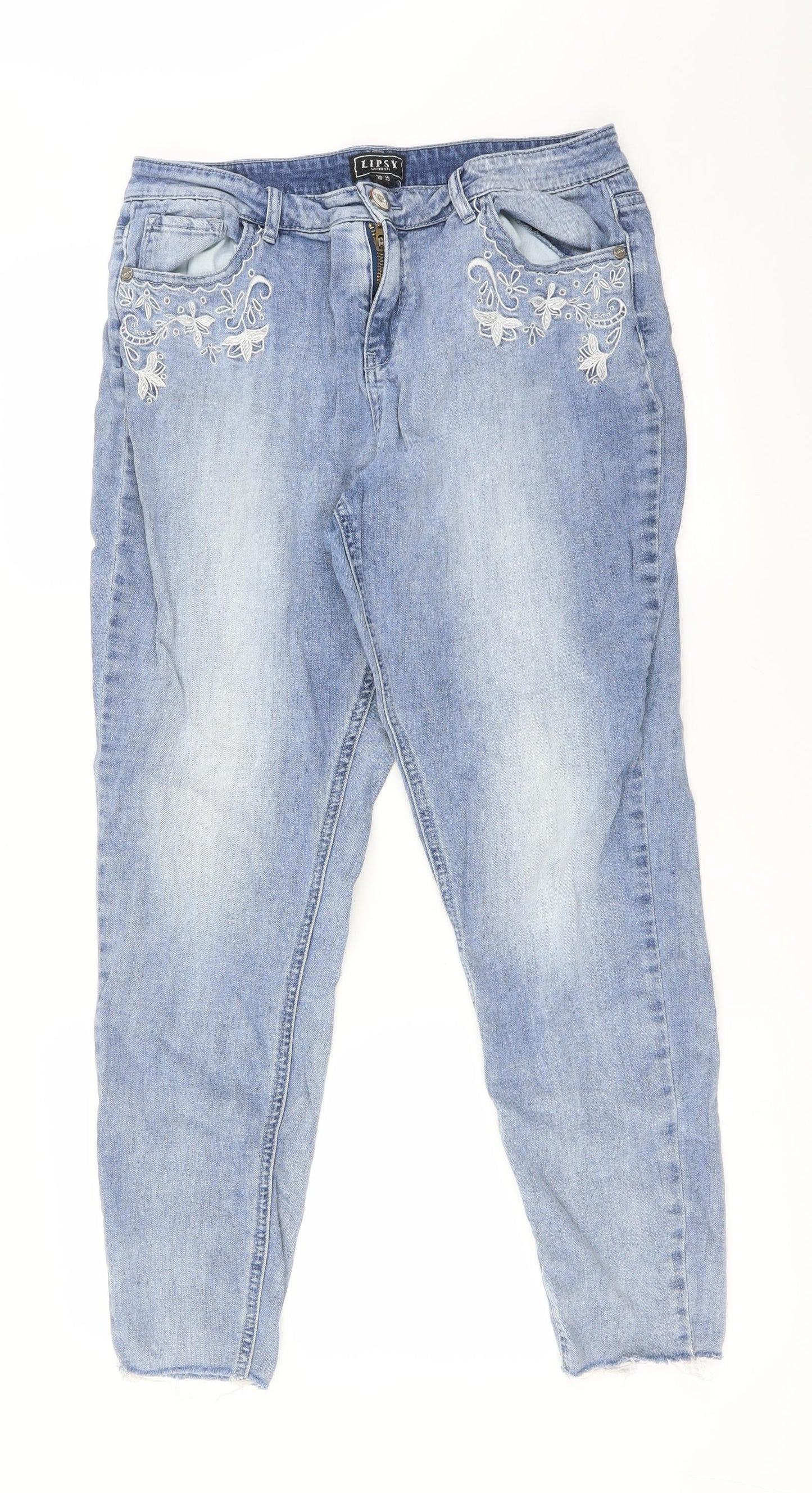 LIPSY  Womens Blue Floral  Straight Jeans Size 14 L28 in