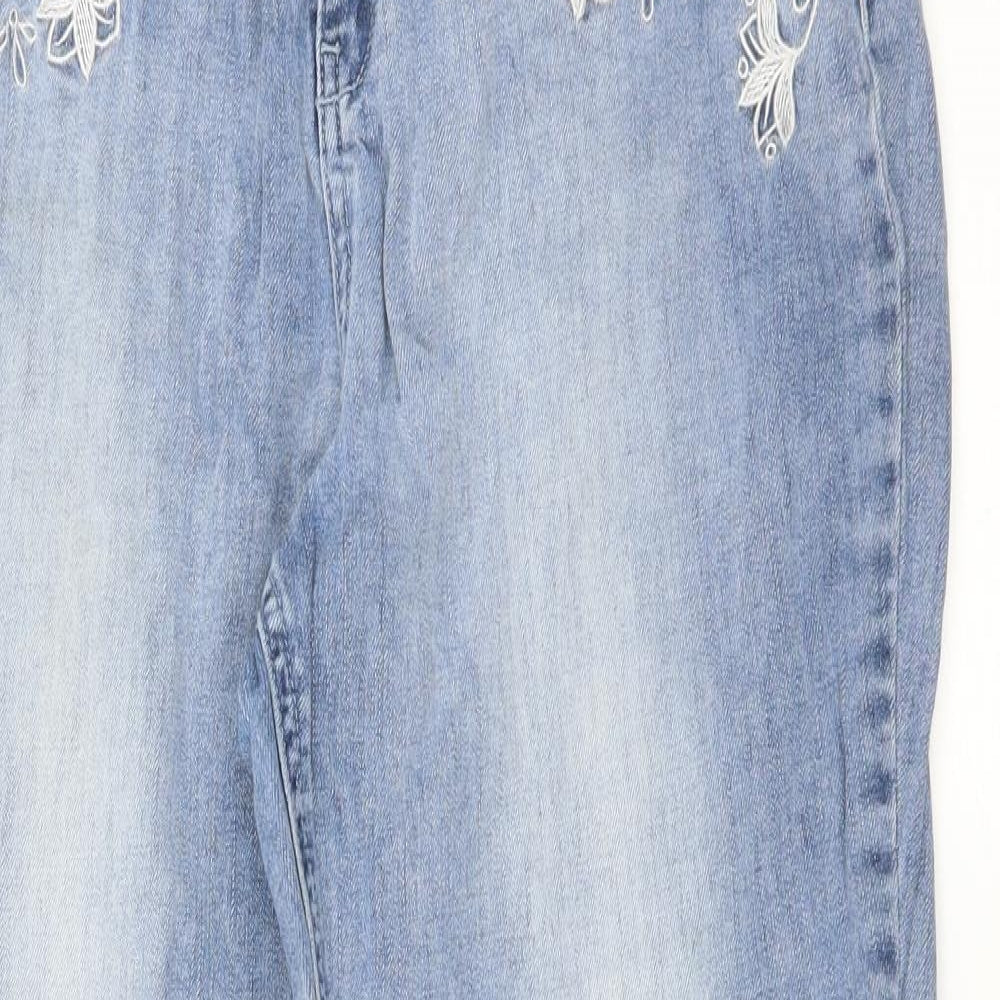 LIPSY  Womens Blue Floral  Straight Jeans Size 14 L28 in