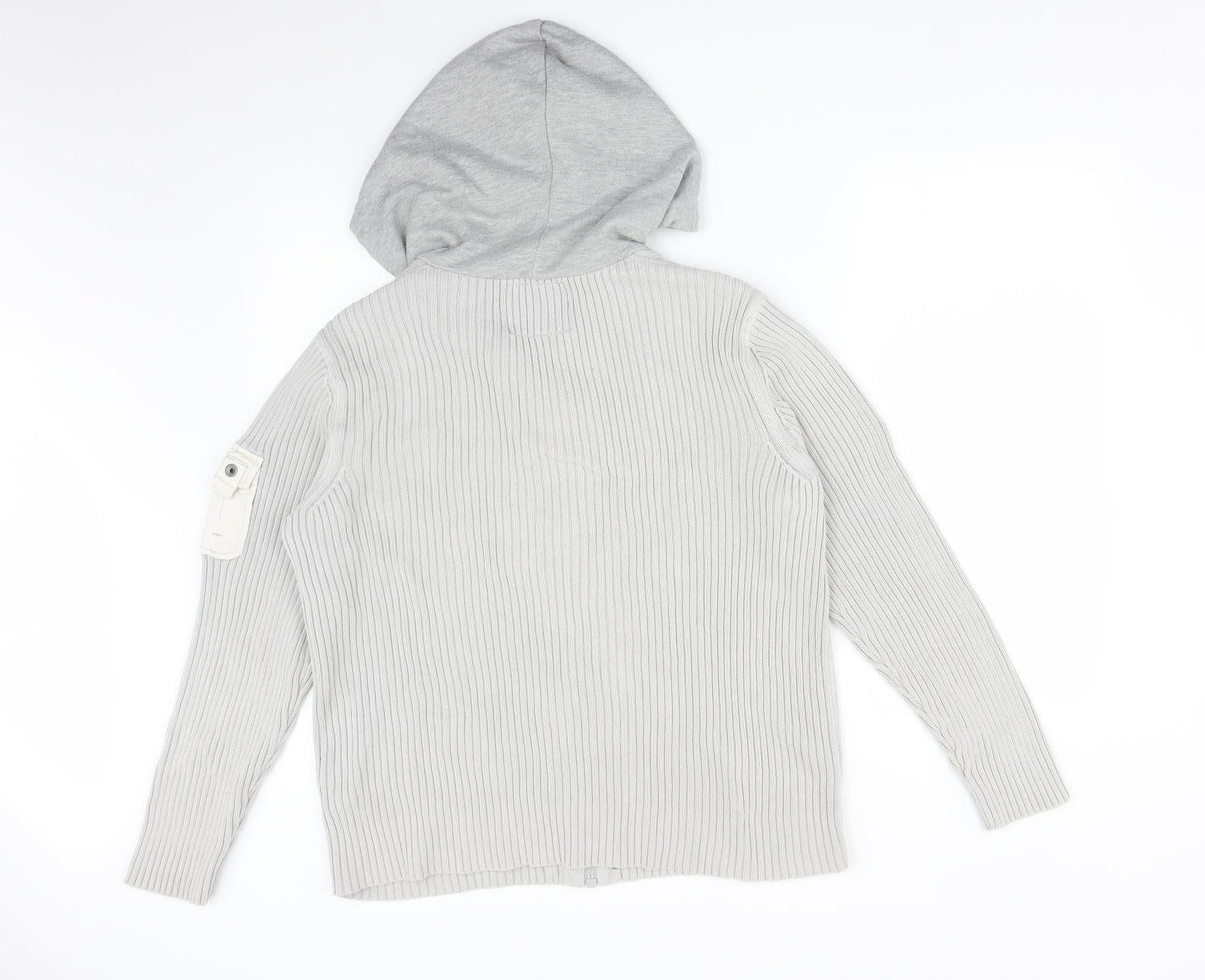 Burton Mens Grey Striped  Full Zip Hoodie Size L