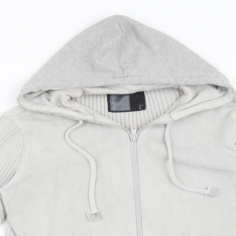 Burton Mens Grey Striped  Full Zip Hoodie Size L