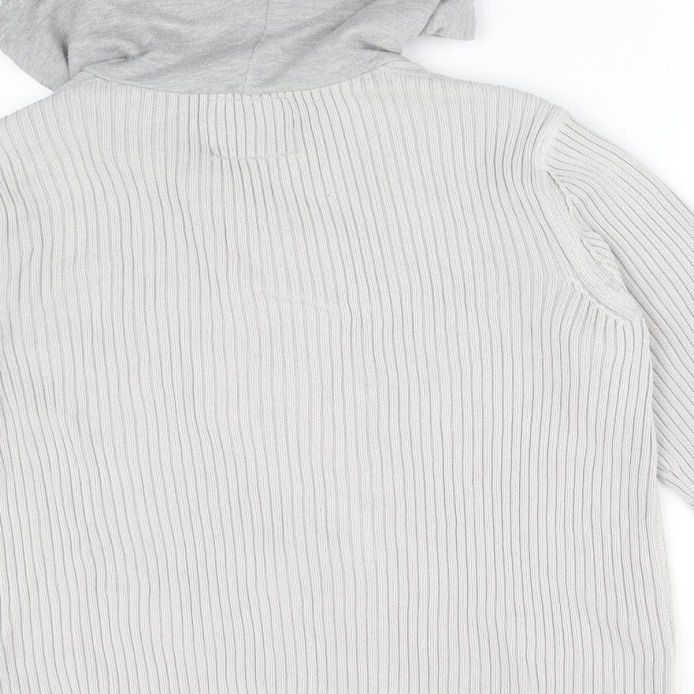 Burton Mens Grey Striped  Full Zip Hoodie Size L