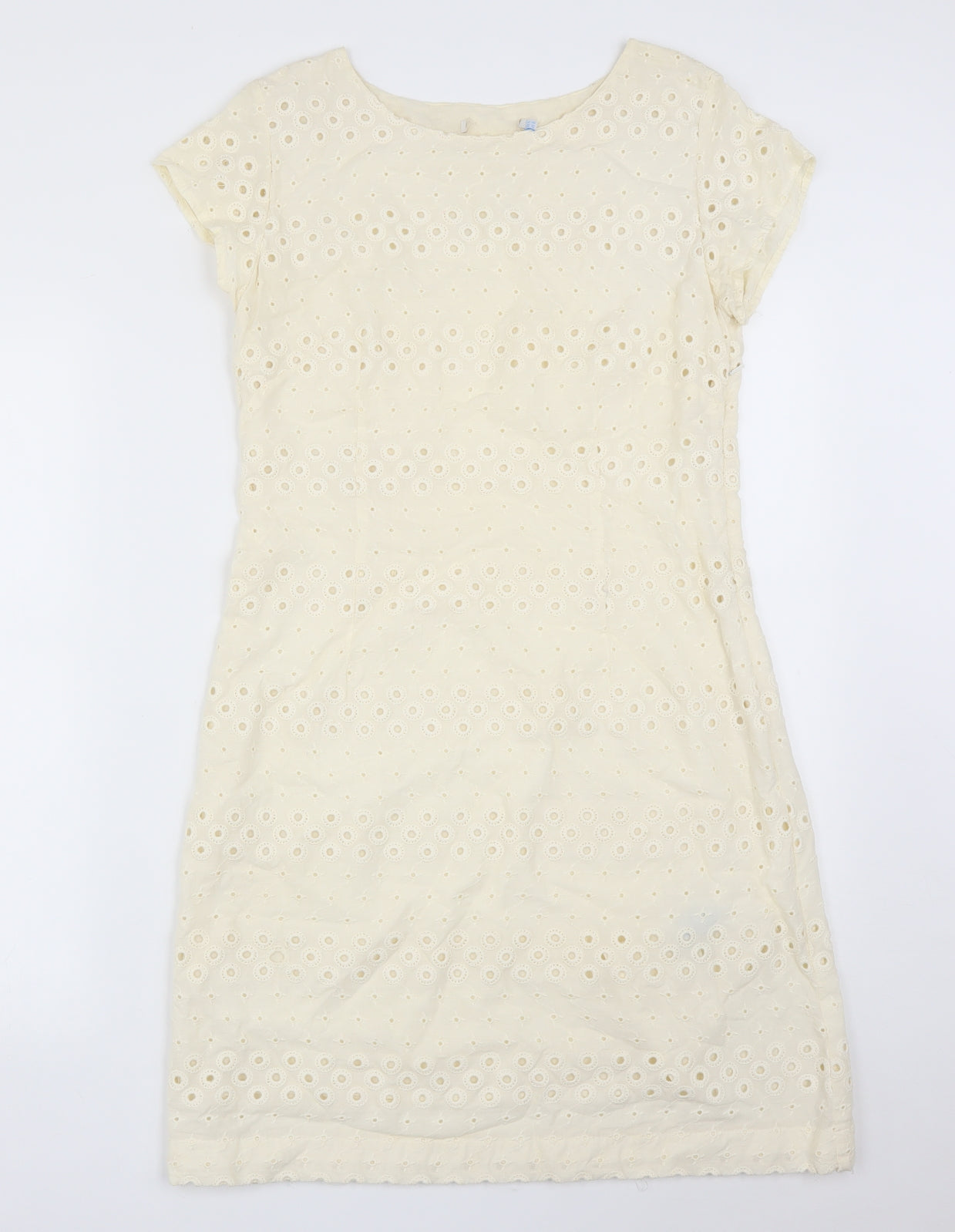 Preworn Womens Yellow Geometric  Pencil Dress  Size 12