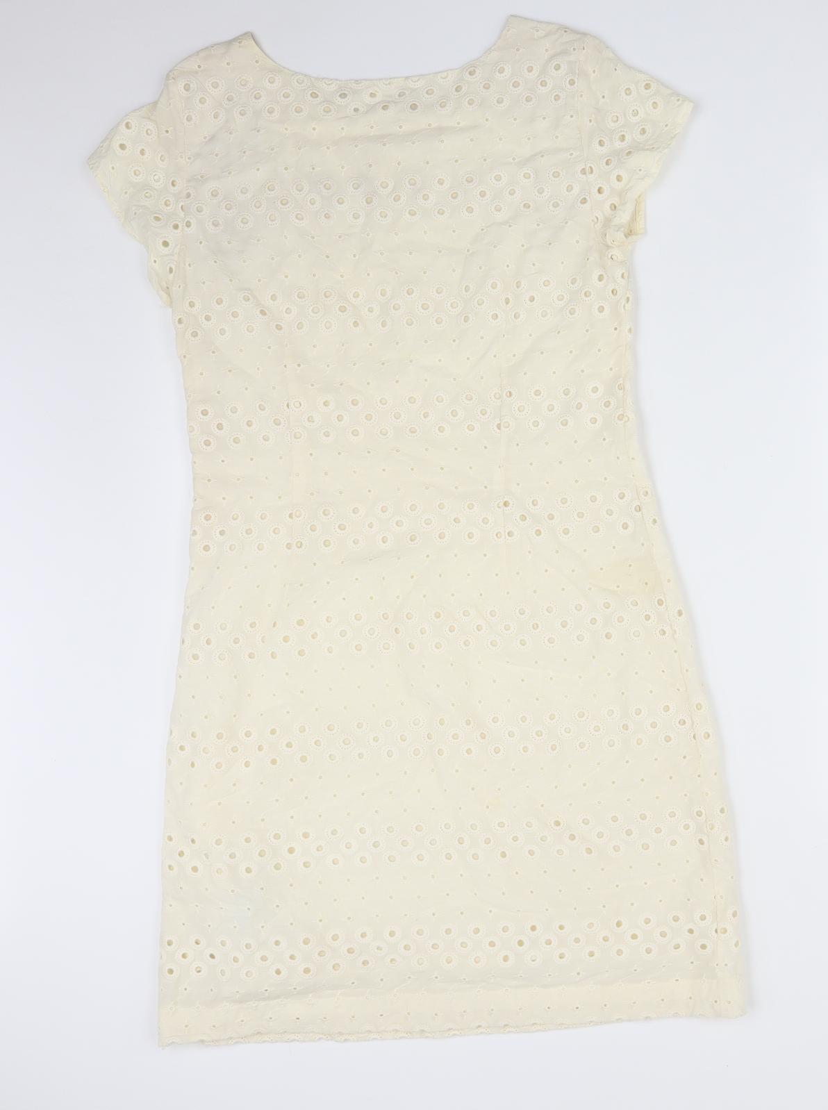 Preworn Womens Yellow Geometric  Pencil Dress  Size 12