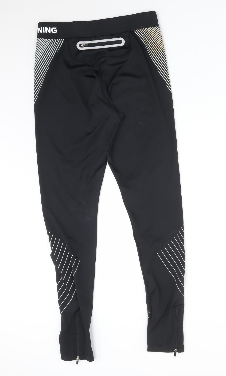 4F Womens Black Striped   Leggings Size S L26 in