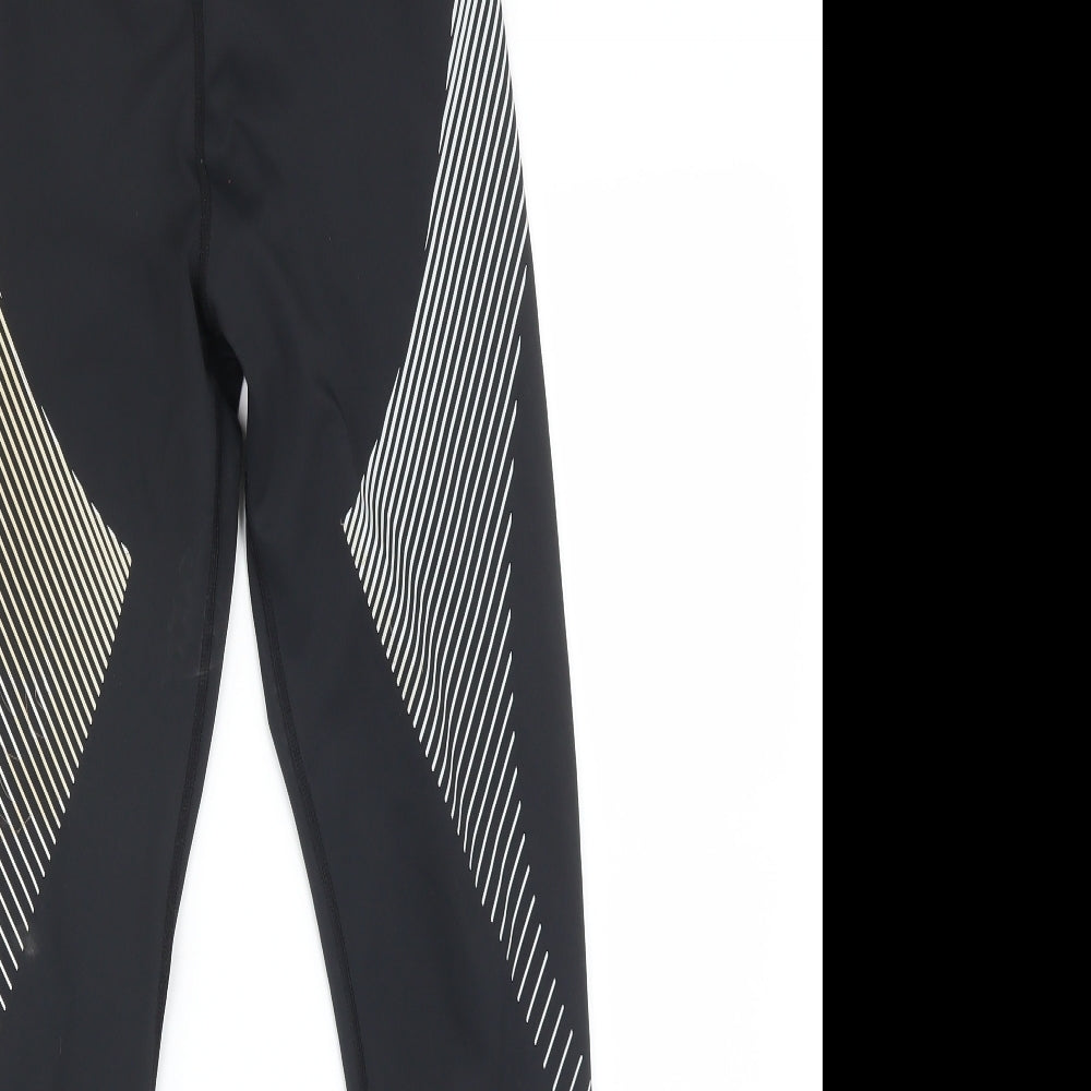 4F Womens Black Striped   Leggings Size S L26 in