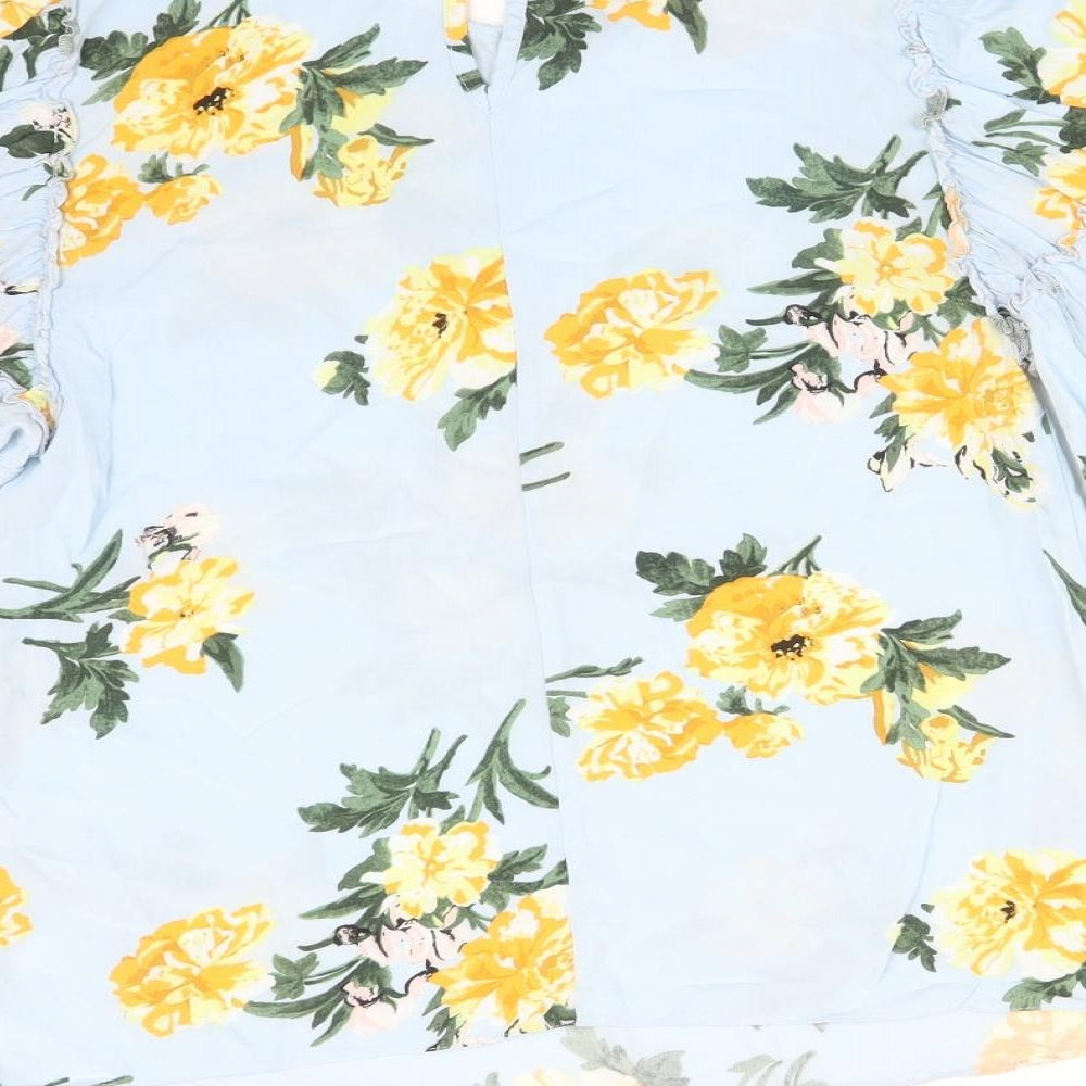 Dorothy Perkins Womens Blue Floral  Basic T-Shirt Size 8