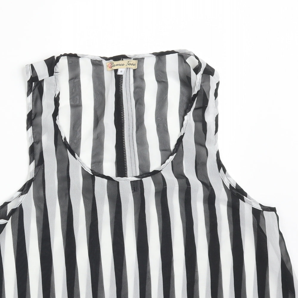 CAMEO ROSE Womens Multicoloured Striped  Basic T-Shirt Size 10