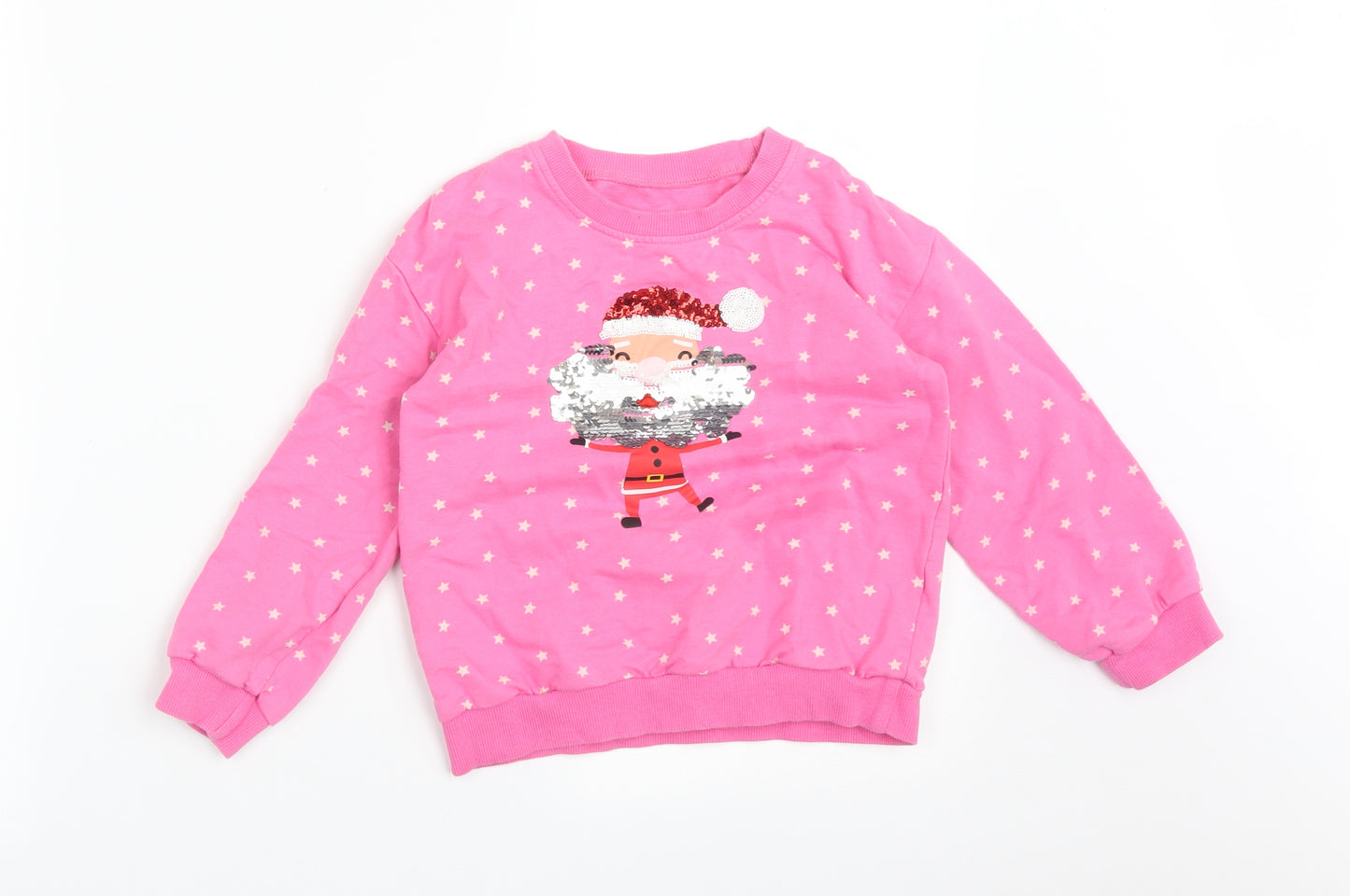 Preworn Girls Pink   Pullover Sweatshirt Size 6 Years  - SANTA