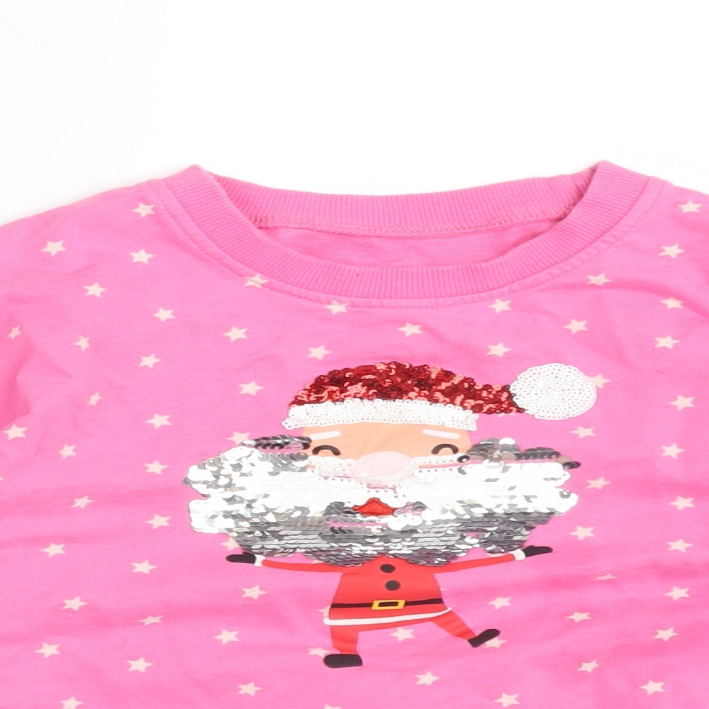 Preworn Girls Pink   Pullover Sweatshirt Size 6 Years  - SANTA