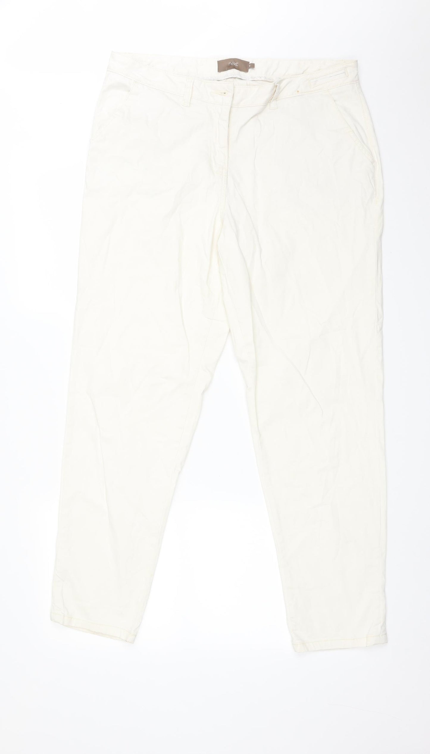 NEXT Womens White   Chino Trousers Size 14 L29 in