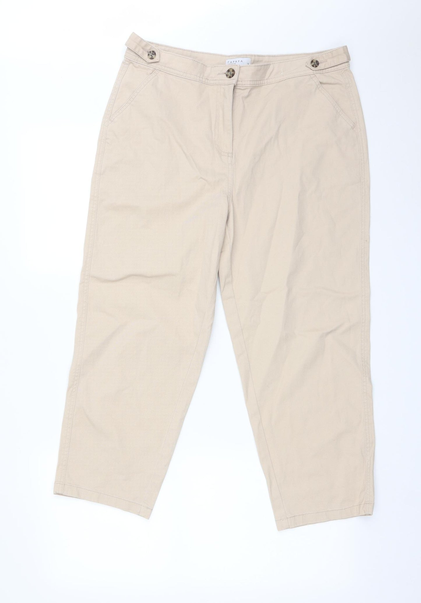 Papaya Womens Beige   Chino Trousers Size 14 L22 in