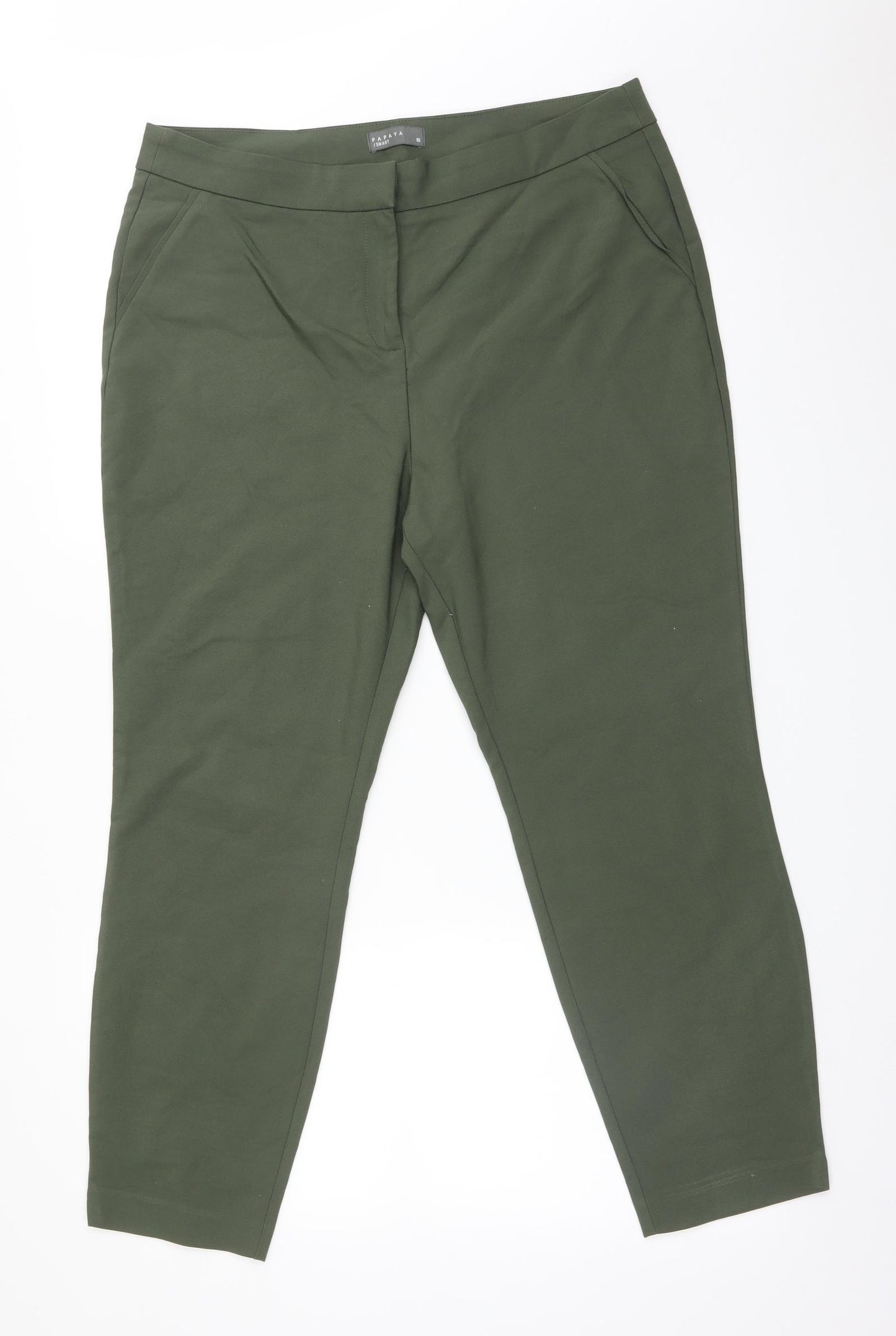 Papaya Womens Green   Chino Trousers Size 16 L26 in
