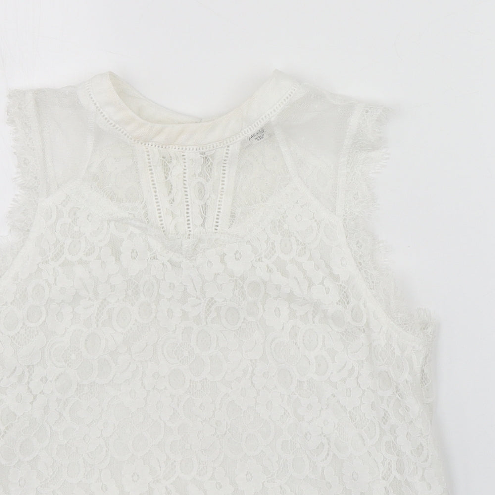 ARDENE Womens White Floral  Basic Blouse Size S