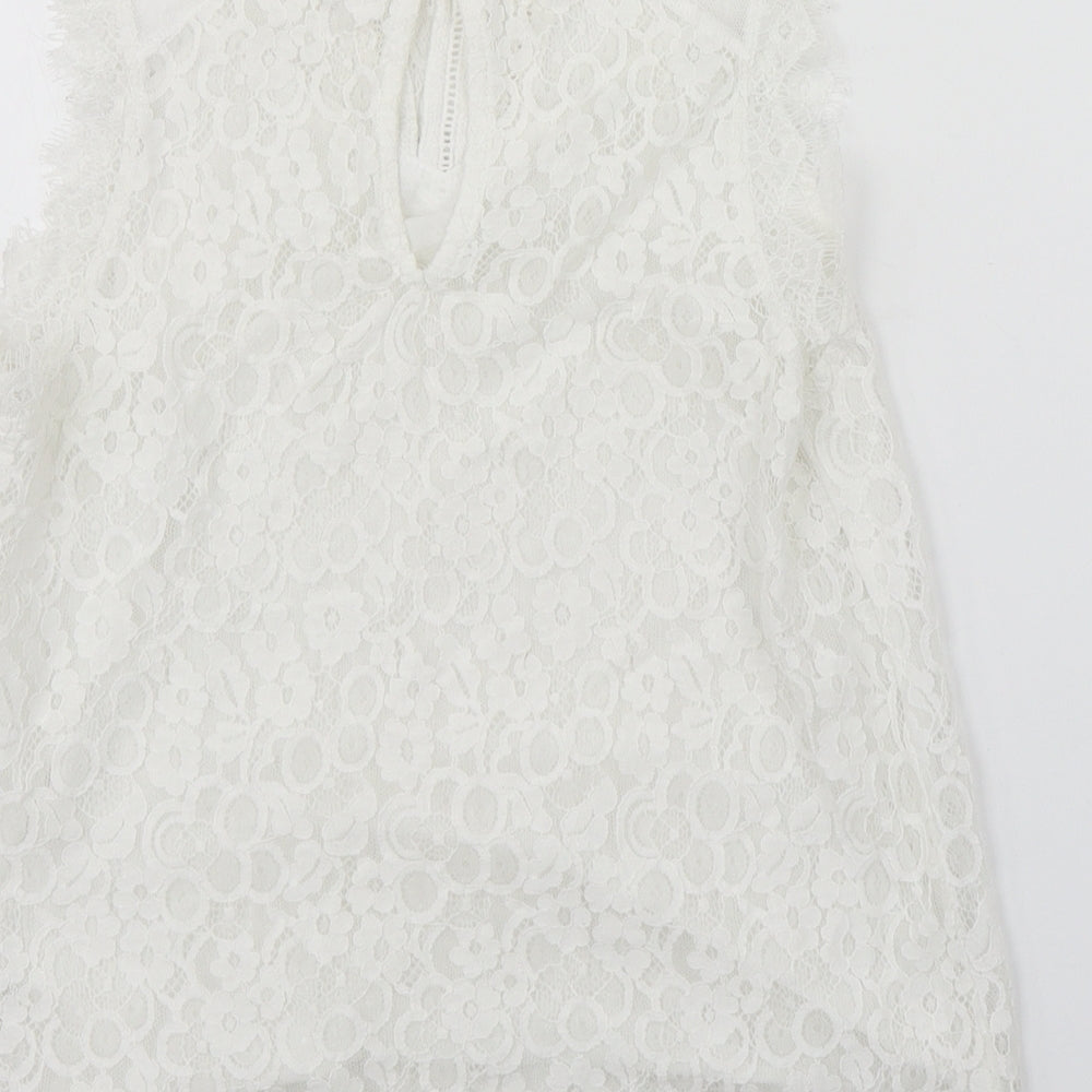 ARDENE Womens White Floral  Basic Blouse Size S