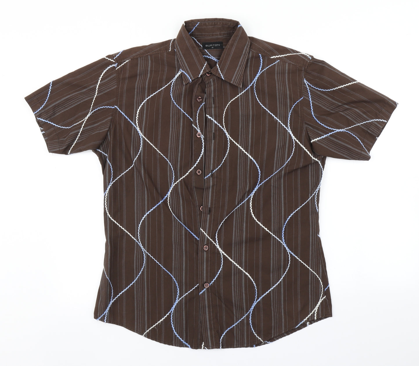 Burton Mens Brown Striped   Button-Up Size M