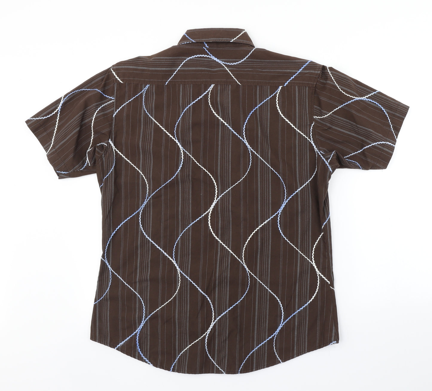 Burton Mens Brown Striped   Button-Up Size M